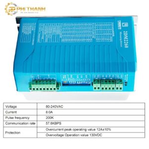 Driver 2DM2260 điều khiển động cơ bước hiệu suất cao, vận hành ổn định, điều khiển chính xác, phù hợp máy CNC, máy cắt và thiết bị tự động hóa.