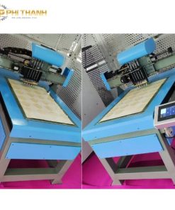 Máy đục lỗ 4 đầu cho ngành giày giúp tạo lỗ nhanh, chính xác, năng suất cao, phù hợp gia công da thật, da tổng hợp, vải và nhiều vật liệu sản xuất giày.