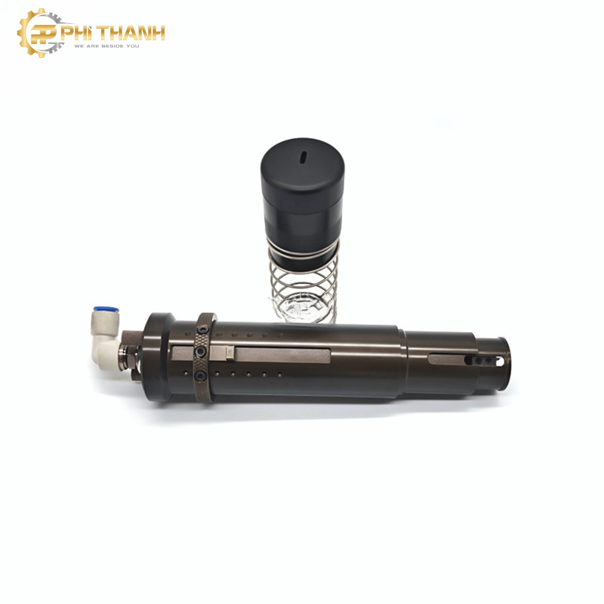đầu dao rung khí nén dùng cho máy cắt dao CNC để cắt các vật liệu như vải, da, simili, xốp,...dùng cho ngành may mặc, da giày, nội thất, oto,...