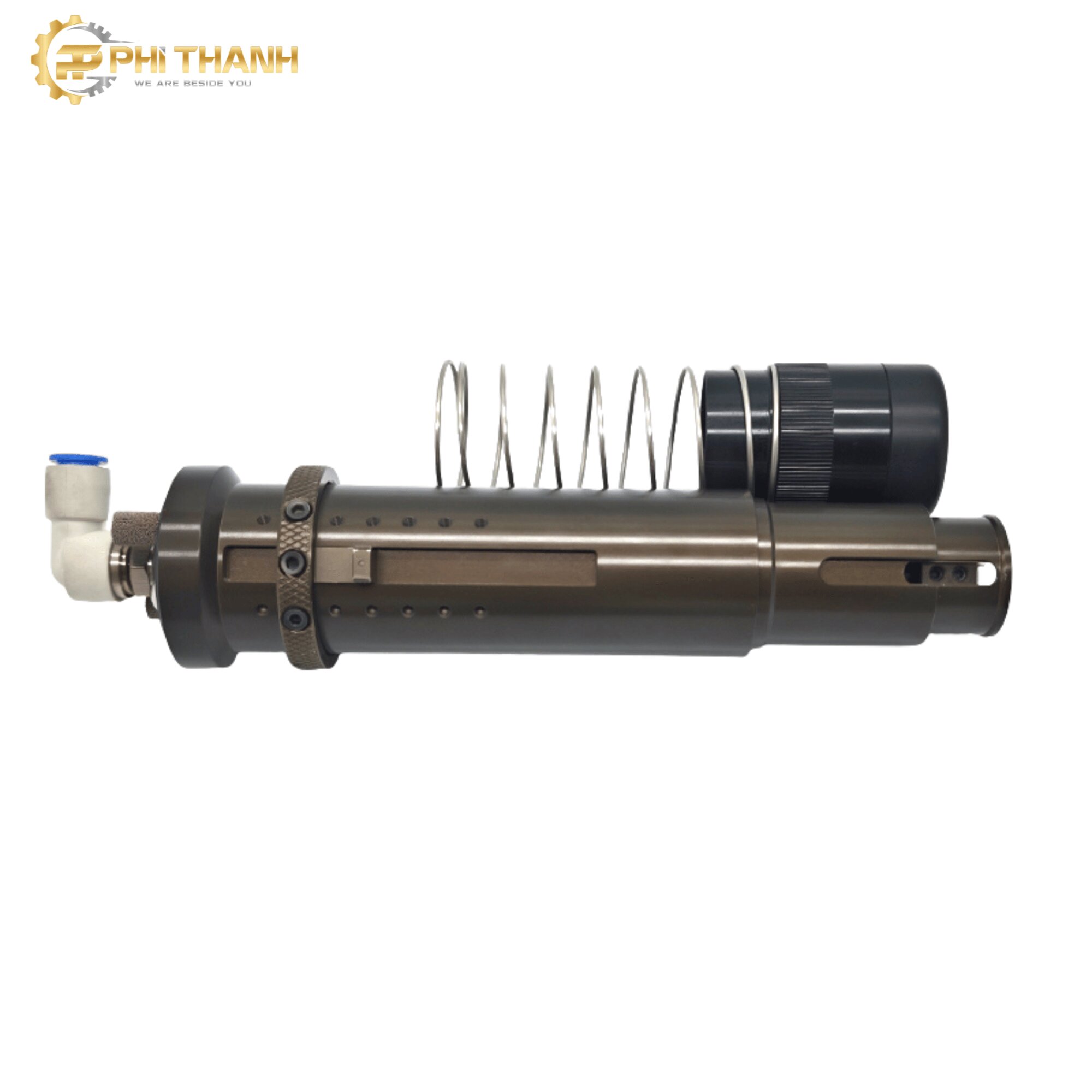 đầu dao rung khí nén dùng cho máy cắt dao CNC để cắt các vật liệu như vải, da, simili, xốp,...dùng cho ngành may mặc, da giày, nội thất, oto,...