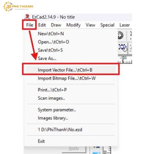 Nhập file thiết kế cần khắc